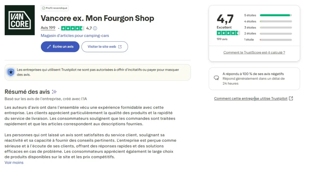 avis mon fourgon sop trustpilot