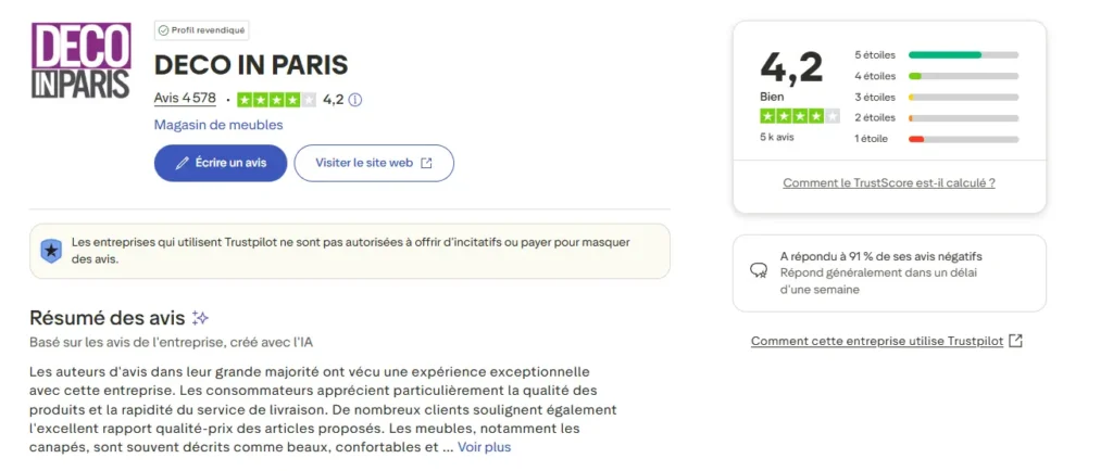 trusstpilot deco in paris