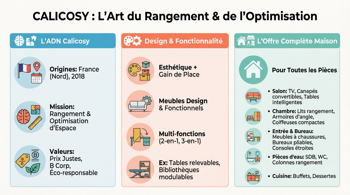 Intérieur moderne aménagé avec des meubles Calicosy optimisant l
