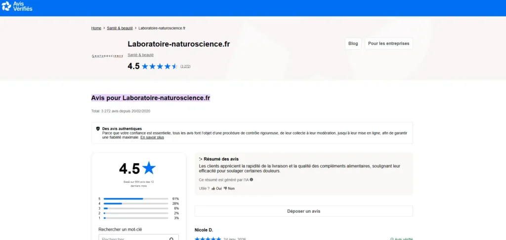 avis vérifiés laboratoire naturoscience