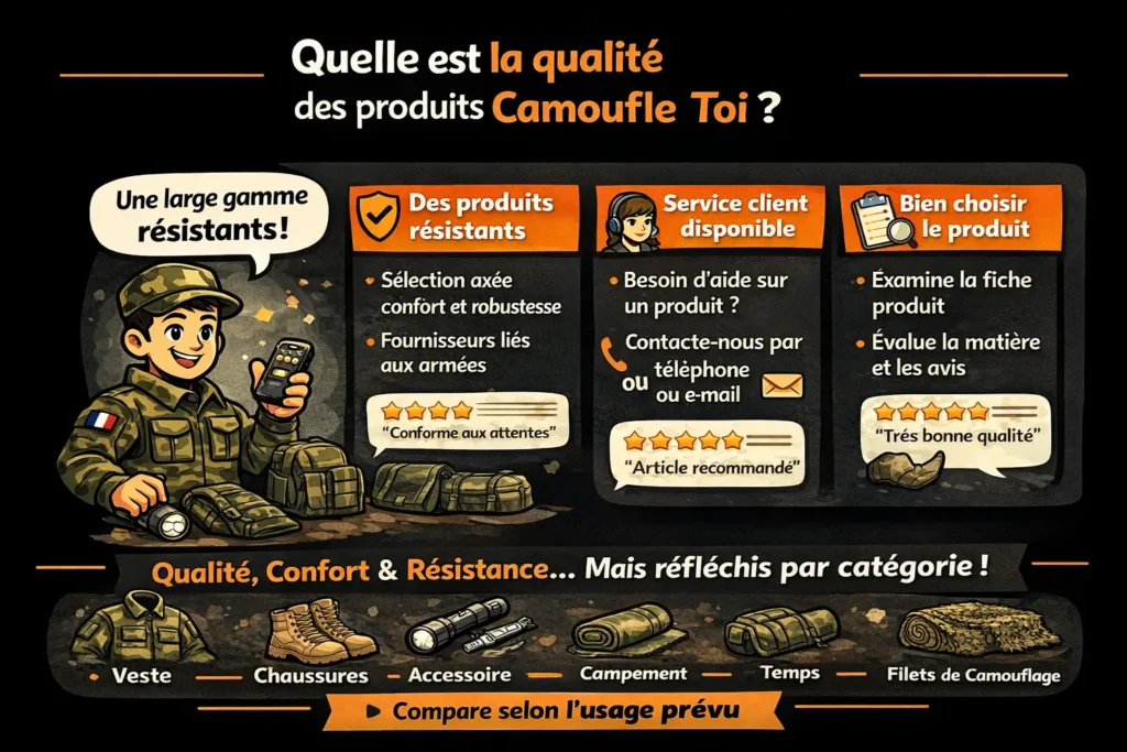 qualité produits camoufle toi
