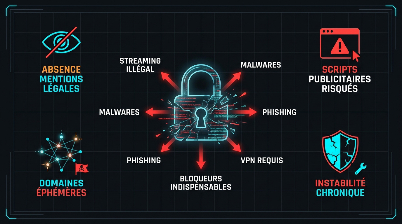 Infographie sur les risques de sécurité numérique et les protections en streaming